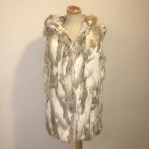 Rabbit Fur Vest with Hood